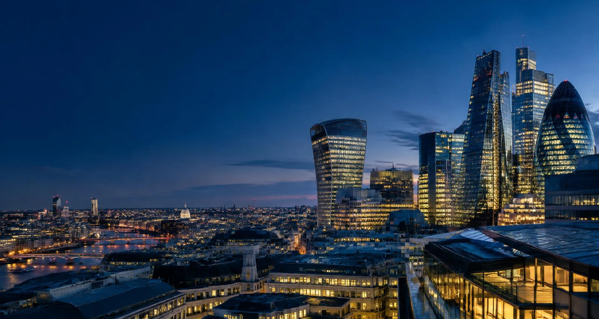 Connected city skylines representing international digital reputation